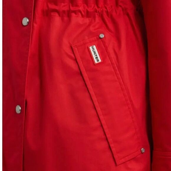 Hunter Women's Hooded Waterproof Rain Jacket - Red - Picture 3 of 3